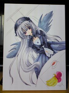 Rating: Safe Score: 0 Tags: 1girl black_wings blush cup detached_collar dress flower food frills hairband image long_hair long_sleeves looking_at_viewer pink_eyes rose silver_hair sitting solo suigintou table teacup traditional_media very_long_hair wings User: admin