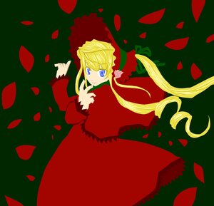 Rating: Safe Score: 0 Tags: 1girl blonde_hair blue_eyes bonnet dress drill_hair flower image long_hair long_sleeves looking_at_viewer petals red_dress rose rose_petals shinku solo twin_drills User: admin