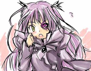 Rating: Safe Score: 0 Tags: 1girl barasuishou blush dress heterochromia image long_hair long_sleeves open_mouth purple_eyes purple_hair solo upper_body yellow_eyes User: admin