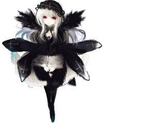 Rating: Safe Score: 0 Tags: 1girl bangs black_dress black_ribbon black_wings blush boots closed_mouth dress feathers frills full_body hairband image long_hair long_sleeves looking_at_viewer red_eyes ribbon rose simple_background solo standing suigintou white_background wide_sleeves wings User: admin