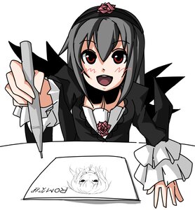 Rating: Safe Score: 0 Tags: 1girl :d black_hair blush_stickers flower image knife long_hair open_mouth red_eyes rose smile solo suigintou User: admin