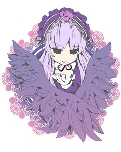 Rating: Safe Score: 0 Tags: 1girl auto_tagged bare_shoulders black_wings chibi choker dress elbow_gloves feathers flower image long_hair smile solo striped suigintou wings User: admin