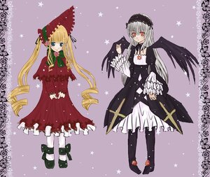 Rating: Safe Score: 0 Tags: 2girls black_wings blonde_hair blue_eyes blush bonnet bow cross dress drill_hair flower frills hairband image long_hair long_sleeves looking_at_viewer multiple_girls pair red_eyes rose shinku star_(symbol) starry_background suigintou twin_drills twintails very_long_hair wings User: admin