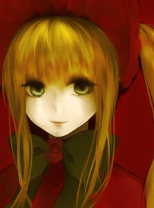 Rating: Safe Score: 0 Tags: 1girl blonde_hair bonnet bow bowtie dress face green_eyes image long_hair looking_at_viewer red_bow rose shinku sidelocks simple_background smile solo upper_body User: admin
