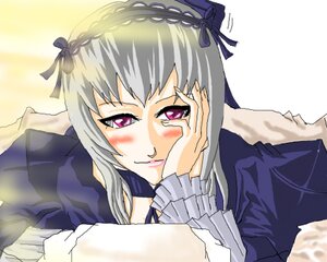 Rating: Safe Score: 0 Tags: 1girl blush flower frilled_sleeves frills hairband image long_hair long_sleeves looking_at_viewer pink_eyes rose silver_hair smile solo suigintou User: admin