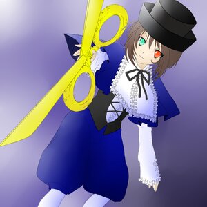 Rating: Safe Score: 0 Tags: 1girl blue_dress brown_hair dress frills hat heterochromia holding image long_sleeves looking_at_viewer pantyhose red_eyes ribbon short_hair solo souseiseki top_hat white_legwear User: admin