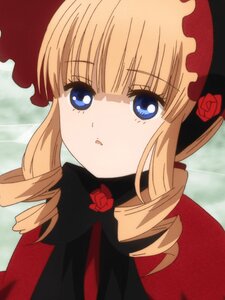 Rating: Safe Score: 0 Tags: 1 1girl bangs blonde_hair blue_eyes bonnet bow capelet dress drill_hair flower image long_hair looking_at_viewer red_capelet red_flower red_rose rose shinku sidelocks solo twin_drills twintails upper_body User: admin