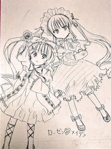 Rating: Safe Score: 0 Tags: 2girls blush bonnet dress flower hinaichigo image long_hair long_sleeves looking_at_viewer monochrome multiple_girls pair shinku suigintou twintails User: admin