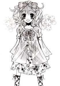 Rating: Safe Score: 0 Tags: 1girl :d blush bow dress drill_hair full_body greyscale hinaichigo image long_sleeves looking_at_viewer monochrome open_mouth puffy_sleeves ribbon smile solo standing twin_drills white_background User: admin