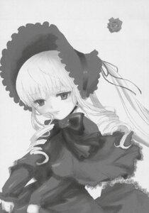 Rating: Safe Score: 0 Tags: 1girl bonnet bow bowtie doujinshi doujinshi_#103 dress drill_hair flower greyscale image long_hair long_sleeves looking_at_viewer monochrome multiple rose shinku solo traditional_media twintails User: admin