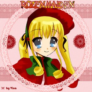 Rating: Safe Score: 0 Tags: 1girl blonde_hair blue_eyes blush bonnet bowtie capelet character_name dress drill_hair halftone halftone_background hat image long_hair long_sleeves looking_at_viewer red_dress shinku sidelocks smile solo text_focus twintails User: admin