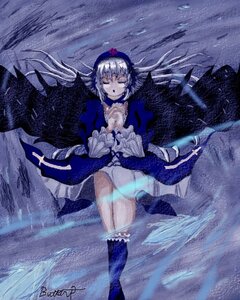 Rating: Safe Score: 0 Tags: 1girl closed_eyes dress frills hairband image long_hair silver_hair solo suigintou water white_panties wings User: admin
