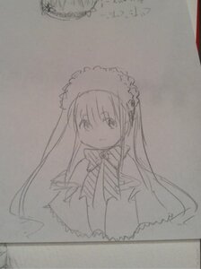 Rating: Safe Score: 0 Tags: 1girl dress frills greyscale image long_hair long_sleeves looking_at_viewer monochrome photo shinku simple_background solo suigintou traditional_media very_long_hair User: admin