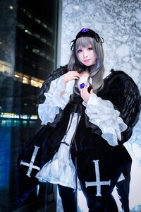 Rating: Safe Score: 0 Tags: 1girl black_ribbon dress flower frills hairband holding lolita_fashion long_hair long_sleeves looking_at_viewer ribbon silver_hair solo standing suigintou wide_sleeves User: admin