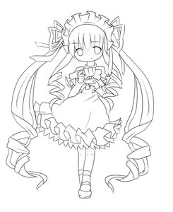 Rating: Safe Score: 0 Tags: 1girl blush chibi dress drill_hair frills full_body greyscale image long_hair long_sleeves monochrome ribbon ringlets shinku solo twin_drills very_long_hair white_background User: admin