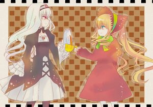 Rating: Safe Score: 0 Tags: 2girls blonde_hair bow dress drill_hair hairband image long_hair multiple_girls pair red_eyes shinku suigintou twintails very_long_hair white_hair User: admin