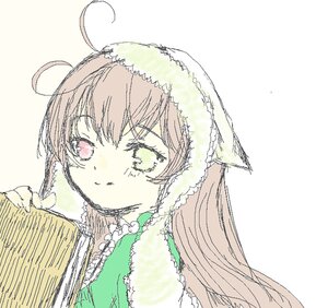 Rating: Safe Score: 0 Tags: 1girl ahoge bangs brown_hair closed_mouth eyebrows_visible_through_hair fur_trim green_dress green_eyes holding image long_hair simple_background smile solo suiseiseki upper_body white_background User: admin