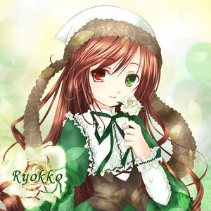 Rating: Safe Score: 0 Tags: 1girl brown_hair dress flower frills green_dress green_eyes hat heterochromia holding holding_flower image long_hair long_sleeves looking_at_viewer red_eyes ribbon rose smile solo suiseiseki upper_body very_long_hair watering_can User: admin