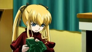 Rating: Safe Score: 0 Tags: 1girl blonde_hair blue_eyes bow bowtie capelet clenched_teeth hair_ribbon image long_hair long_sleeves looking_at_viewer red_dress ribbon shinku sidelocks solo twintails upper_body User: admin