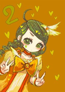 Rating: Safe Score: 0 Tags: 1girl ahoge bow brooch choker double_v green_eyes green_hair hair_ornament heart image kanaria smile solo v User: admin