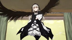 Rating: Safe Score: 0 Tags: 1girl black_dress black_ribbon black_wings dress feathered_wings flower frills hairband image long_hair long_sleeves looking_at_viewer open_mouth ribbon rose silver_hair solo standing suigintou very_long_hair wings User: admin