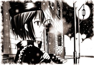 Rating: Safe Score: 0 Tags: 1girl breath building greyscale hat image monochrome nishizumi_maho outdoors parted_lips short_hair snow snowing solo souseiseki User: admin