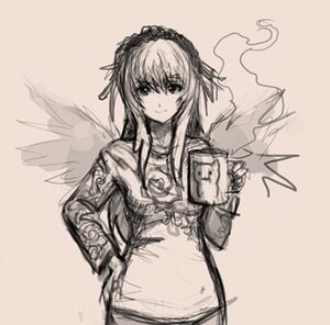 Rating: Safe Score: 0 Tags: 1girl dress flower hairband image long_hair looking_at_viewer monochrome rose simple_background sketch smile solo suigintou wings User: admin