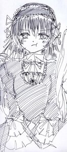 Rating: Safe Score: 0 Tags: 1girl :t blush bow dress greyscale hairband image lolita_fashion long_hair looking_at_viewer monochrome pout sketch solo suigintou User: admin