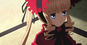 Rating: Safe Score: 0 Tags: 1girl bangs blonde_hair blue_eyes bonnet bow dress drill_hair flower image long_hair looking_at_viewer pink_rose red_dress red_flower red_rose rose shinku solo User: admin