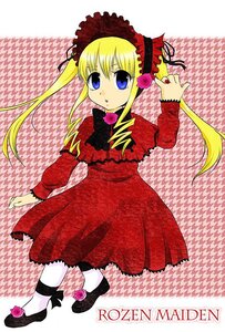 Rating: Safe Score: 0 Tags: 1girl blonde_hair blue_eyes bonnet bow bowtie dress drill_hair flower full_body image long_hair long_sleeves looking_at_viewer pink_flower pink_rose red_dress rose shinku shoes sidelocks solo twintails User: admin