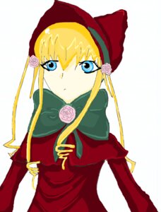 Rating: Safe Score: 0 Tags: 1girl blonde_hair blue_eyes bonnet bow capelet dress expressionless flower image long_hair long_sleeves looking_at_viewer pink_flower pink_rose red_dress rose shinku sidelocks simple_background solo upper_body white_background User: admin