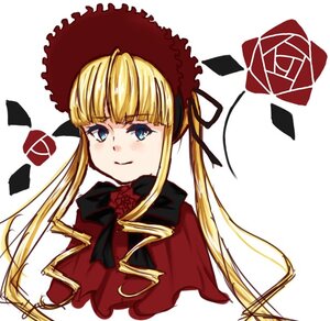 Rating: Safe Score: 0 Tags: 1girl bangs blonde_hair blue_eyes bonnet bow bowtie flower hat image long_hair looking_at_viewer red_capelet red_dress rose shinku sidelocks simple_background smile solo twintails upper_body white_background User: admin