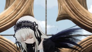 Rating: Safe Score: 0 Tags: 1girl bangs black_dress black_wings closed_eyes closed_mouth detached_collar dress frills gothic_lolita hairband image lolita_fashion lolita_hairband long_hair long_sleeves ribbon silver_hair sky solo suigintou very_long_hair User: admin