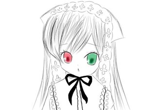 Rating: Safe Score: 0 Tags: 1girl bangs black_ribbon dress frills green_eyes heterochromia image long_hair long_sleeves looking_at_viewer neck_ribbon red_eyes ribbon simple_background solo suiseiseki white_background User: admin