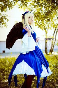 Rating: Safe Score: 0 Tags: 1girl black_wings blurry boots depth_of_field dress feathered_wings frills full_body hairband long_sleeves outdoors pantyhose solo standing suigintou white_hair wings User: admin