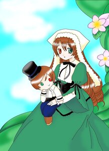 Rating: Safe Score: 0 Tags: brown_hair dress flower green_dress green_eyes hat heterochromia image long_hair long_sleeves looking_at_viewer multiple_girls pair red_eyes siblings souseiseki suiseiseki top_hat twins very_long_hair User: admin