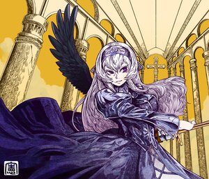 Rating: Safe Score: 0 Tags: 1girl bad_id bad_pixiv_id black_wings dress feathered_wings gothic_lolita hairband highres image juliet_sleeves kikukawa_norihiko lolita_fashion long_hair long_sleeves looking_at_viewer photoshop_(medium) puffy_sleeves purple_eyes rozen_maiden silver_hair solo suigintou traditional_media wings User: admin