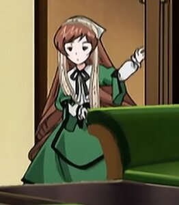 Rating: Safe Score: 0 Tags: 1girl chair dress expressionless gloves green_dress holding image long_hair long_sleeves ribbon solo suiseiseki table very_long_hair User: admin