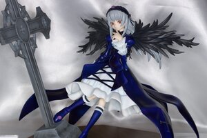 Rating: Safe Score: 0 Tags: 1girl black_wings boots doll dress frills hairband knee_boots long_hair long_sleeves red_eyes ribbon rose silver_hair solo suigintou thighhighs weapon wings User: admin