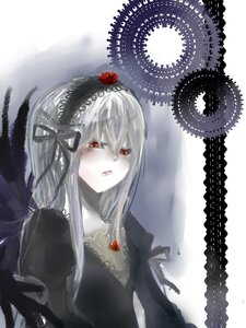 Rating: Safe Score: 0 Tags: 1girl black_dress dress flower hairband image long_hair long_sleeves pale_skin red_eyes ribbon rose silver_hair solo suigintou wings User: admin