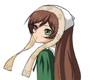 Rating: Safe Score: 0 Tags: 1girl brown_hair dress green_dress green_eyes hat head_scarf heterochromia image long_hair long_sleeves looking_at_viewer looking_back red_eyes simple_background solo suiseiseki white_background User: admin