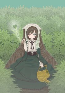 Rating: Safe Score: 0 Tags: 1girl black_ribbon brown_hair dress frills grass green_dress green_eyes heterochromia holding image lolita_fashion long_hair long_sleeves looking_at_viewer outdoors red_eyes ribbon solo suiseiseki very_long_hair watering_can User: admin