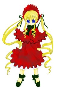 Rating: Safe Score: 0 Tags: 1girl blonde_hair bloomers blue_eyes bonnet bow bowtie dress drill_hair full_body green_bow image long_hair long_sleeves looking_at_viewer red_dress shinku shoes simple_background solo standing twintails underwear very_long_hair white_background User: admin