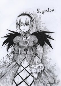 Rating: Safe Score: 0 Tags: 1girl dress frilled_sleeves frills greyscale hairband image juliet_sleeves long_hair long_sleeves looking_at_viewer monochrome puffy_sleeves ribbon solo standing suigintou traditional_media wide_sleeves wings User: admin