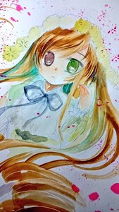 Rating: Safe Score: 0 Tags: 1girl bird brown_hair closed_mouth frills green_eyes hat heterochromia image long_hair long_sleeves looking_at_viewer petals red_eyes smile solo suiseiseki traditional_media very_long_hair watercolor_(medium) User: admin