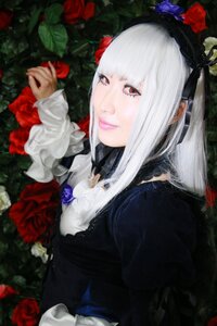 Rating: Safe Score: 0 Tags: 1girl dress flower gothic_lolita hairband lips lolita_fashion long_hair long_sleeves looking_at_viewer red_eyes red_flower red_rose rose solo suigintou thorns white_hair User: admin