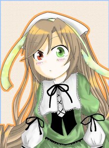 Rating: Safe Score: 0 Tags: 1girl black_ribbon brown_hair dress green_dress green_eyes hat head_scarf heterochromia image long_hair long_sleeves looking_at_viewer red_eyes ribbon solo suiseiseki traditional_media upper_body very_long_hair User: admin