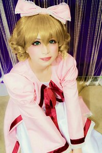 Rating: Safe Score: 0 Tags: 1girl blonde_hair bow dress green_eyes hair_bow hina_ichigo hinaichigo lips looking_at_viewer pink_bow puffy_sleeves short_hair smile solo striped traditional_media User: admin