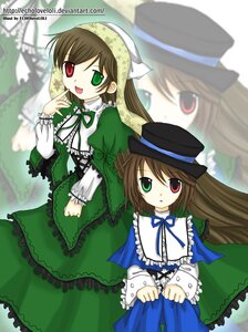 Rating: Safe Score: 0 Tags: 1girl :d blue_dress brown_hair collar dress frills green_dress green_eyes hat head_scarf heterochromia image long_hair long_sleeves looking_at_viewer open_mouth pair red_eyes smile souseiseki suiseiseki top_hat very_long_hair zoom_layer User: admin