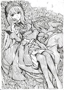 Rating: Safe Score: 0 Tags: 1girl black_rose dress flower greyscale hairband image lolita_fashion long_hair long_sleeves looking_at_viewer monochrome pantyhose pink_rose rose rose_petals sitting smile solo suigintou thorns traditional_media white_rose yellow_rose User: admin